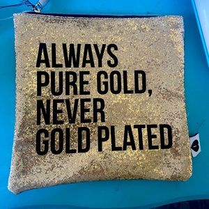 Gold glitter makeup pouch
